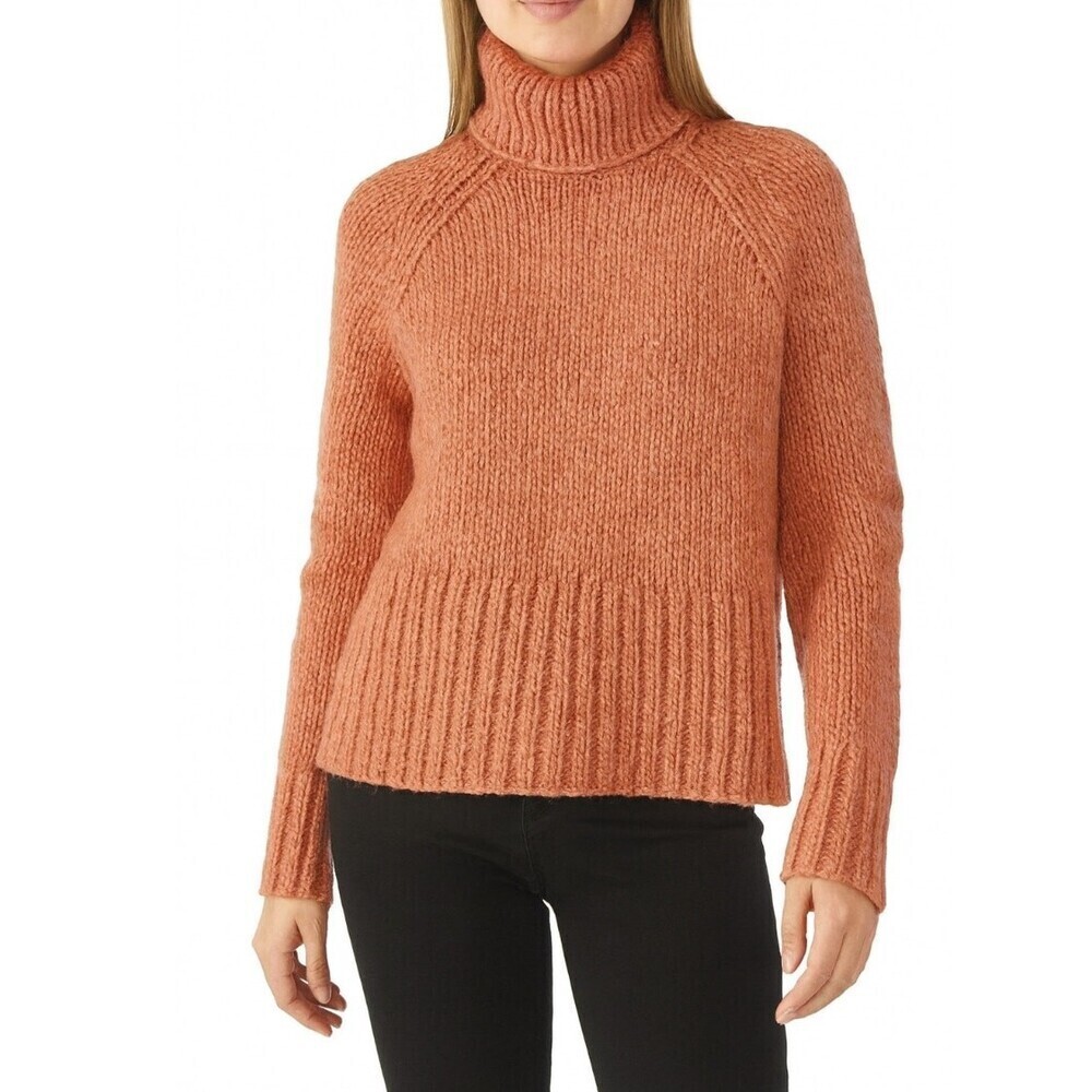 Madewell sweater turtleneck chunky knit burnt orange wool/alpaca blend SZ XS